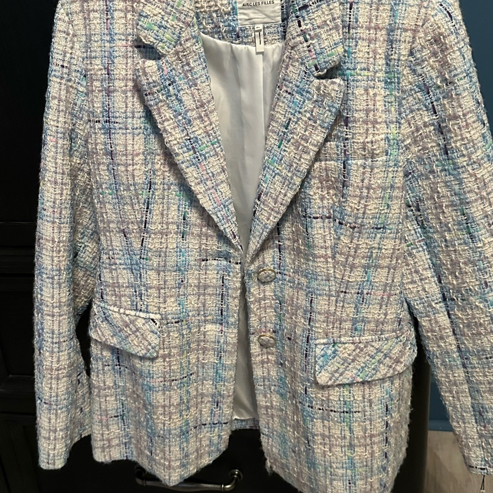 Avec Les Filles Pastel Tweed Blazer, size XL